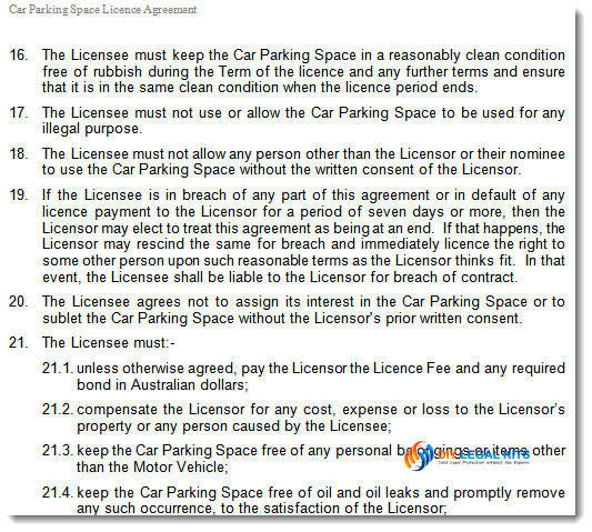 car parking space rental template sample